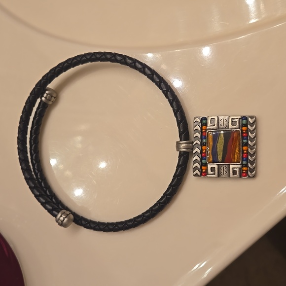 Chico's Jewelry - Chico's Leather Multi Stone Pendant Necklace